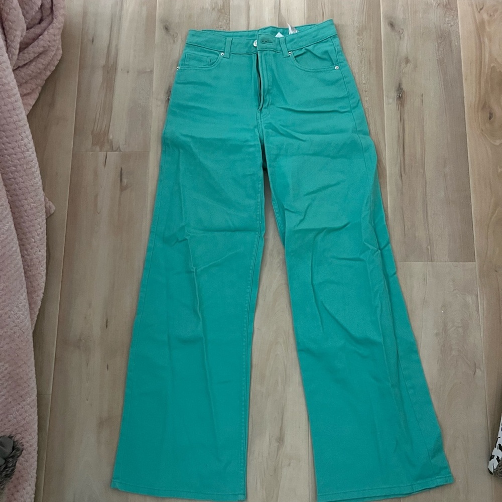 High-Waist Wide Leg Twill Jeans